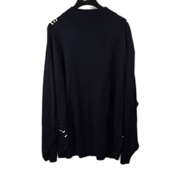 Stacy Adams Navy Blue Tan Plaid Quarter Zip Pullover Sweater Sz 5X - Picture 4 of 12